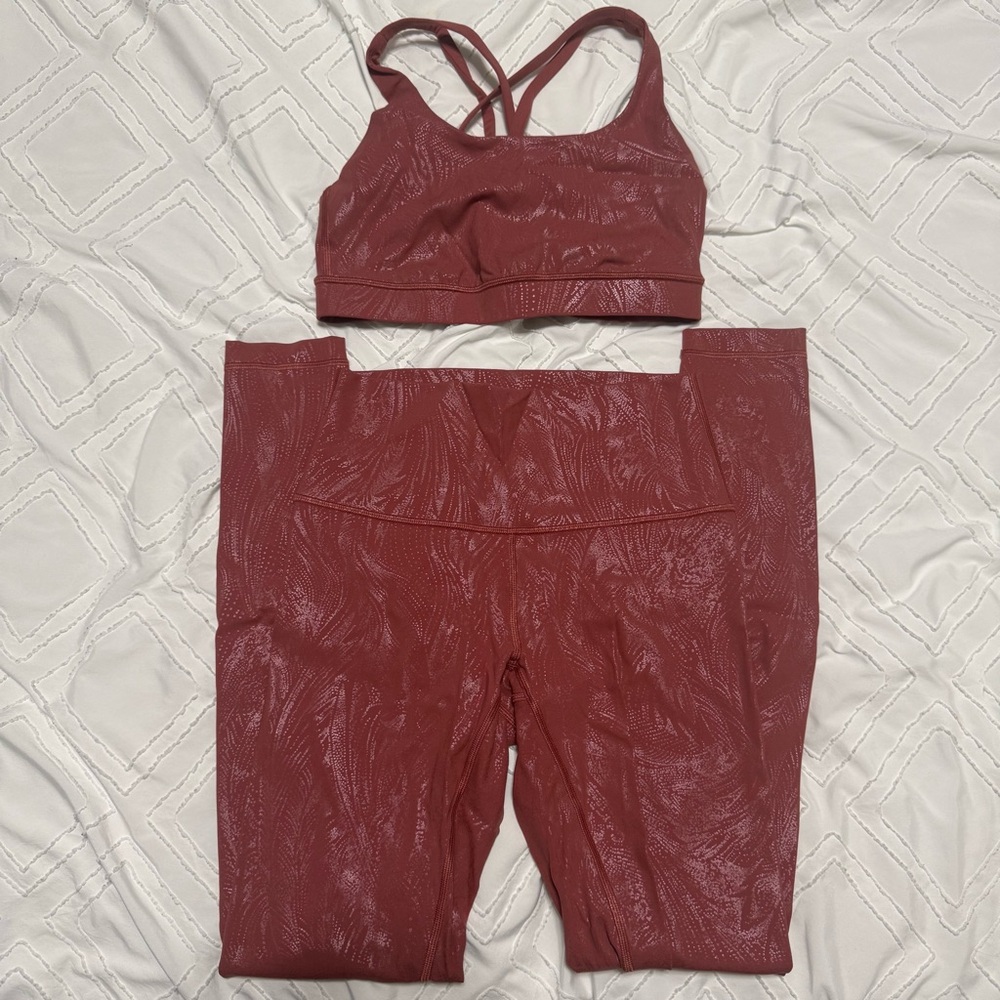 Lululemon Set Acclimatize Soft Cranberry Pink Foil Wunder Under Tight Energy Bra